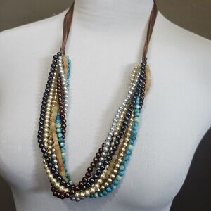 Multistrand Boho Ribbon Back Layered Necklace‎